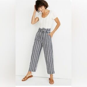 MADEWELL Paper Bag Pants Deep Indigo Stripe 0 NWT